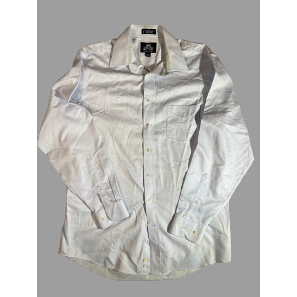 Stafford white long sleeve button-down mens dress shirt 34-35